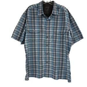 Kuhl‎ Eluxur Shirt Mens XXL Blue Plaid Short Sleeve Button Up Pockets